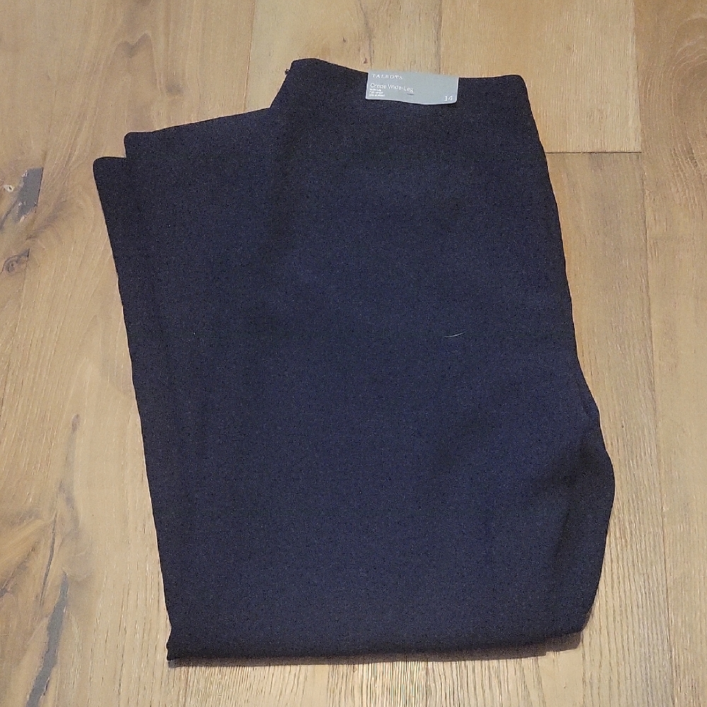 NWT Talbots Full Length Wide Leg Crepe Black Slacks Plus Size 14